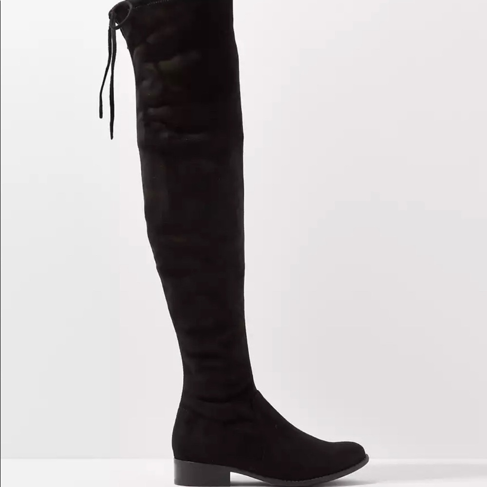 American Eagle Outfitters Black Over the Knee Faux Suede Boots